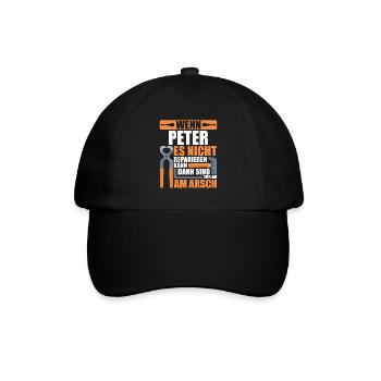 Vorname Peter Name Geburtstag Geschenk - Baseballkappe - Schwarz/Schwarz - Vorne