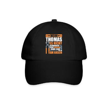 Vorname Thomas Name Geburtstag Geschenk - Baseballkappe - Schwarz/Schwarz - Vorne