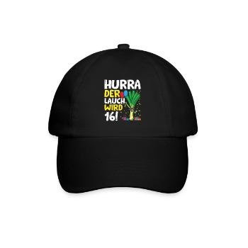 Hurra der Lauch wird 16 - Baseballkappe - Schwarz/Schwarz - Vorne