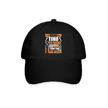 Vorname Timo Name Geburtstag Geschenk - Baseballkappe - Schwarz/Schwarz - Vorne