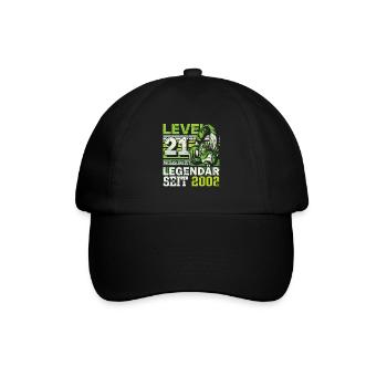 Level 21 freigeschaltet legendär seit 2002 - Baseballkappe - Schwarz/Schwarz - Vorne