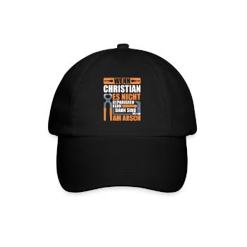 Vorname Christian Name Geburtstag Geschenk - Baseballkappe - Schwarz/Schwarz - Vorne