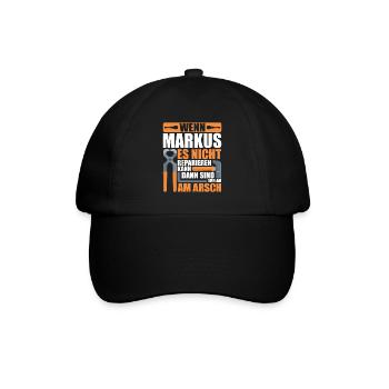 Vorname Markus Name Geburtstag Geschenk - Baseballkappe - Schwarz/Schwarz - Vorne
