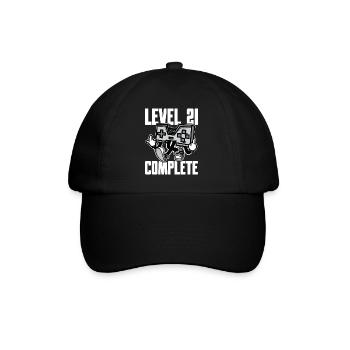 Level 21 Complete Geburtstagsgeschenk 21 Jahre - Baseballkappe - Schwarz/Schwarz - Vorne