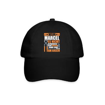 Vorname Marcel Name Geburtstag Geschenk - Baseballkappe - Schwarz/Schwarz - Vorne