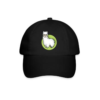 Alpaca icon animal cute sheep cartoon comic icon - Baseball Cap - black/black - Front