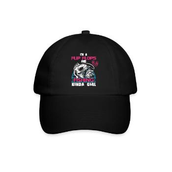 Ich bin ein Flip Flop und Fischer Mädchen - Baseballkappe - Schwarz/Schwarz - Vorne