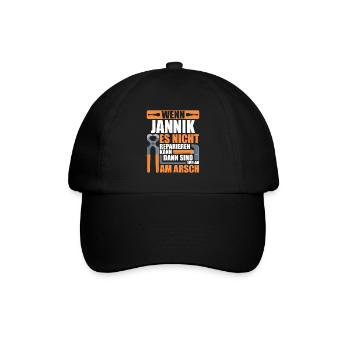 Vorname Jannik Name Geburtstag Geschenk - Baseballkappe - Schwarz/Schwarz - Vorne