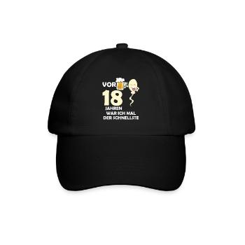 Vor 18 Jahren war ich mal der Schnellste - Baseballkappe - Schwarz/Schwarz - Vorne