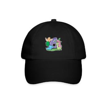 6 ans - 6ème anniversaire avec motif animal - Dino - Casquette classique - noir/noir - Devant