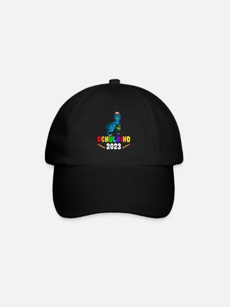 Schulkind 2023 1. Klasse Einschulung Dino - Baseballkappe - Schwarz/Schwarz