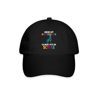 Machs gut Kindergarten ich rocke die Schule Dino - Baseballkappe - Schwarz/Schwarz - Vorne