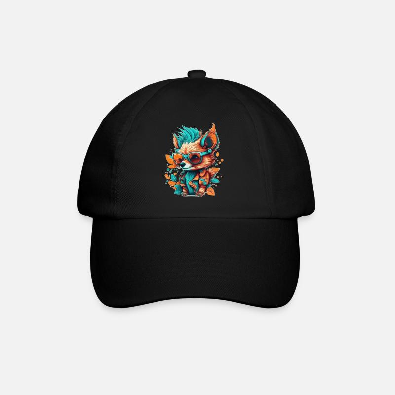 Ein Fuchs mit Brille, der seinen Urlaub genießt - Baseballkappe - Schwarz/Schwarz