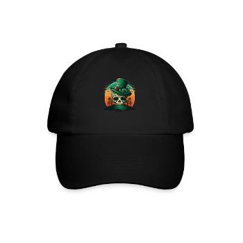 Sunset Sugar Skull Wearing A Hat St Patrick"s Day - Baseball Cap - black/black - Front