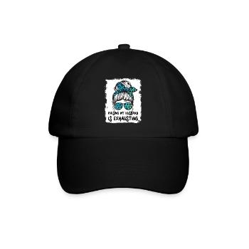 Meinen Mann großzuziehen ist anstrengend - Messy Bun - Baseballkappe - Schwarz/Schwarz - Vorne