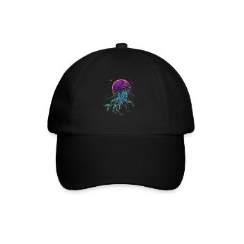 Qualle - Baseballkappe - Schwarz/Schwarz - Vorne