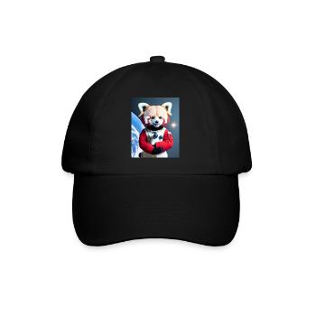 Glücklicher Roter Panda Austronaut - Baseballkappe - Schwarz/Schwarz - Vorne