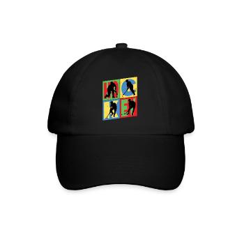 Hockey Field Hockey Player Sports Fan Vintage Retro - Baseball Cap - black/black - Front