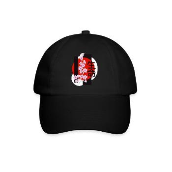 Kirschblüten - Baseballkappe - Schwarz/Schwarz - Vorne
