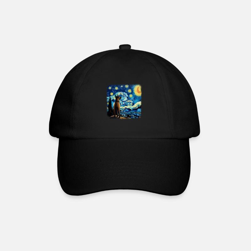 Belgian Malinois Van gogh starry night - Baseballkappe - Schwarz/Schwarz