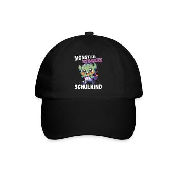 Einschulung Schule Monster starkes Schulkind - Baseballkappe - Schwarz/Schwarz - Vorne