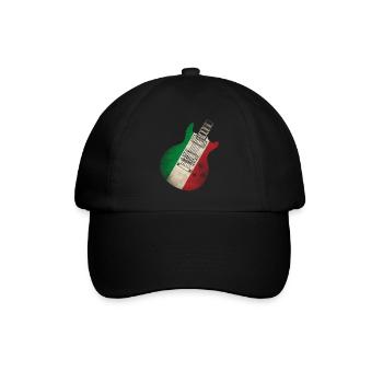 Italien Flagge Gitarre - Baseballkappe - Schwarz/Schwarz - Vorne