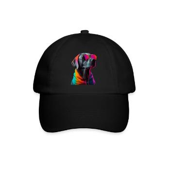 Labrador Hund mit Sonnenbrille - Baseballkappe - Schwarz/Schwarz - Vorne