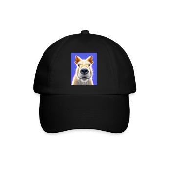 super cute white Capybara painting fluffy animal - Baseball Cap - black/black - Front