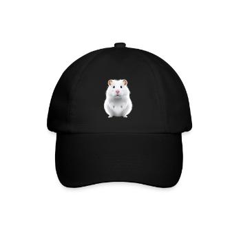 niedlicher hamster mit fliege porträt ölgemälde sw - Baseballkappe - Schwarz/Schwarz - Vorne