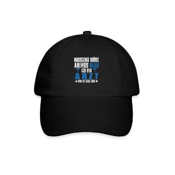 Hausarzt Doktor Morgens Mde Abends Blau - Baseballkappe - Schwarz/Schwarz - Vorne