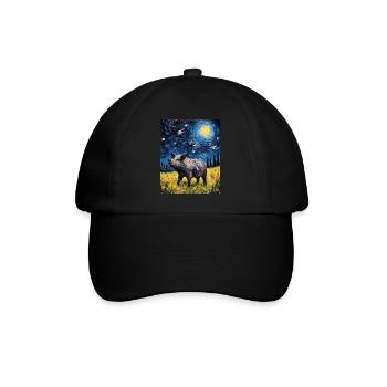 Sanglier, Van Gogh, Nuit Étoilée, Animal, Cochon - Casquette classique - noir/noir - Devant