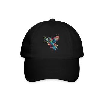 Hummingbird Floral Bird Artwork - Baseball Cap - black/black - Front