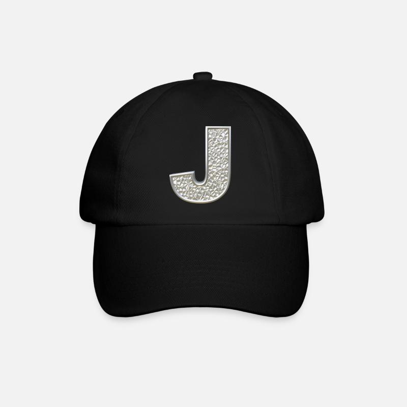 J, lettre, lettre J, initiale, initiale J, monogramme, - Casquette classique - noir/noir
