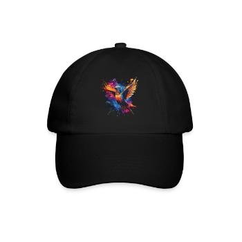 Kolibri Kunstwerk Bunt Vogelliebhaber - Baseballkappe - Schwarz/Schwarz - Vorne
