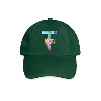 Lettre T watercolor - Casquette classique - vert bouteille - Devant