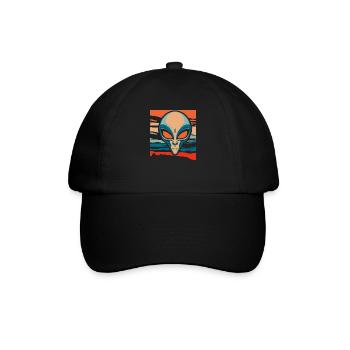 Alien Außerirdischer - Baseballkappe - Schwarz/Schwarz - Vorne