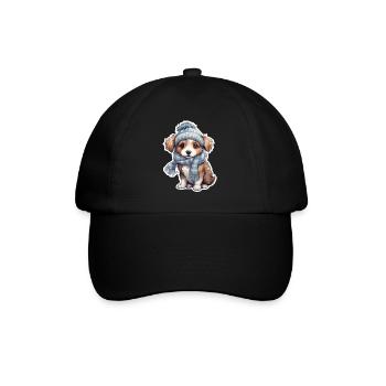 chiot mignon en hiver - Casquette classique - noir/noir - Devant