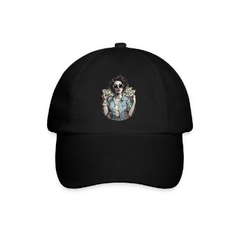 Schöne weibliche Malkunst Gesicht bunte Frau - Baseballkappe - Schwarz/Schwarz - Vorne