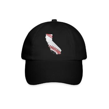 California (USA) | echter Baseball | Landkarte - Baseballkappe - Schwarz/Schwarz - Vorne