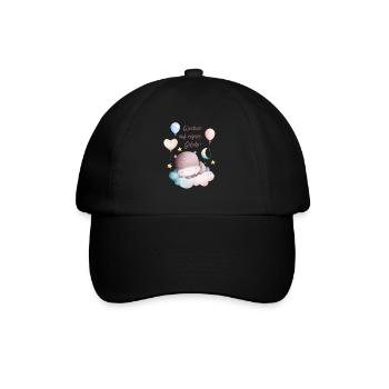 Baby Nilpferd Aquarell Wecken auf eigene Gefahr - Baseballkappe - Schwarz/Schwarz - Vorne
