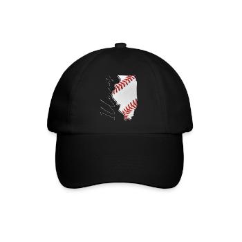 Illinois (United States) | real baseball | Map Script - Baseball Cap - black/black - Front