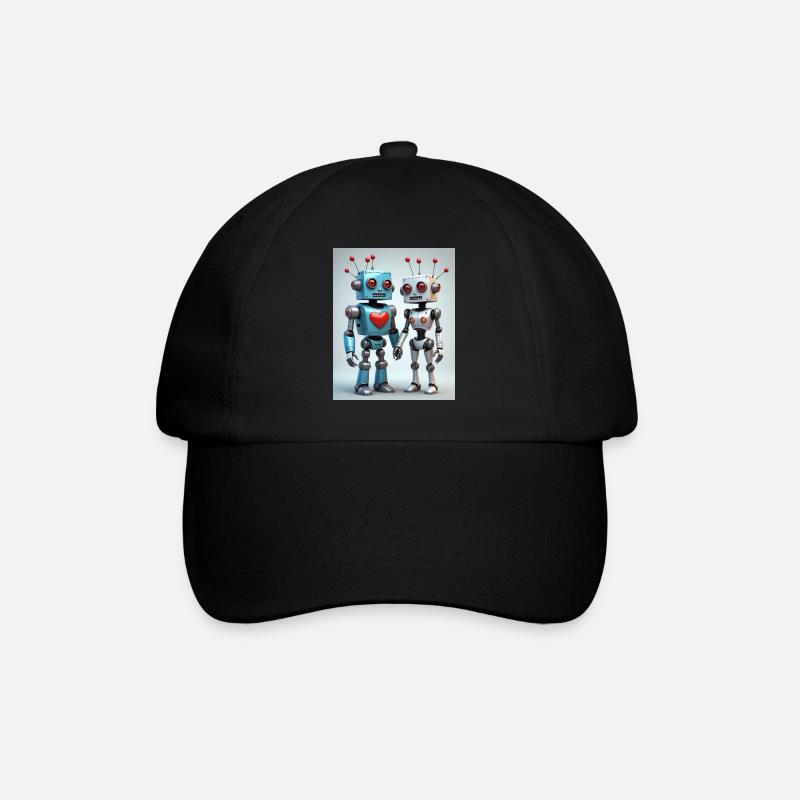 Roboter Pärchen - Baseballkappe - Schwarz/Schwarz