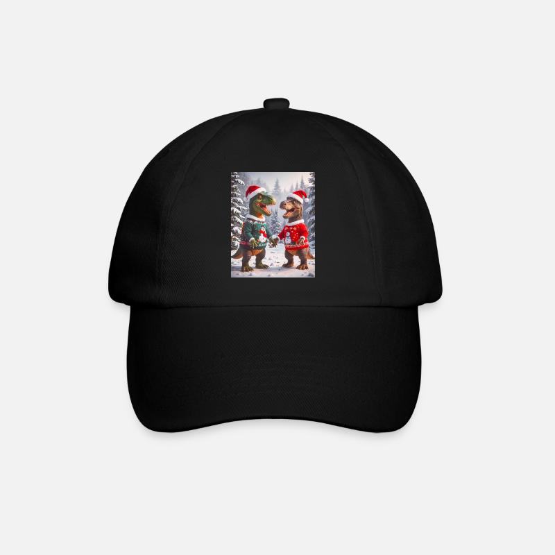 Dinosaurier hässlicher Weihnachtspullover Winter Weihnachten - Baseballkappe - Schwarz/Schwarz