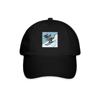 Dinosaurier Trex T-Rex Christmas Weihnachten Xmas - Baseballkappe - Schwarz/Schwarz - Vorne