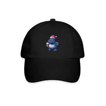 Nilpferd Weihnachten Bier - Baseballkappe - Schwarz/Schwarz - Vorne