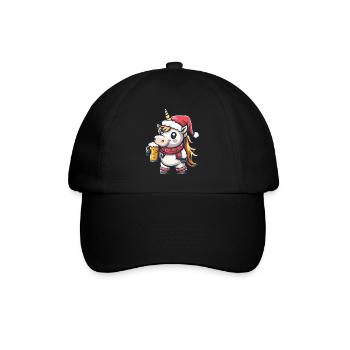 Einhorn Bier Xmas Weihnachten - Baseballkappe - Schwarz/Schwarz - Vorne