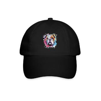 Bouledogue tête de chien portrait Pop Art - Casquette classique - noir/noir - Devant