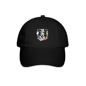 Border Collie Dog Head Portrait Pop Art - Baseball Cap - black/black - Front