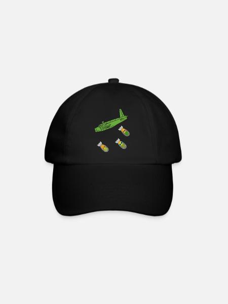 Green Pineapple Bomb Flugzeug - Baseballkappe - Schwarz/Schwarz