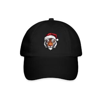 Tiger Kopf Weihnachten Portät - Baseballkappe - Schwarz/Schwarz - Vorne